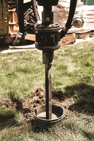 Grouted helical piles in Lexington