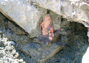 Failed concrete underpinning meant to repair a foundation issue in Corbin.