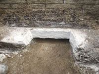 Preparing a foundation footing for helical pier installation in Danville