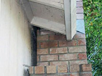 A chimney leaning away from the home on a Nancy foundation