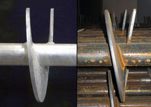 a proper and improper helical blade system in two different foundation piers in Danville.