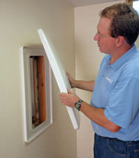 wall anchor covers installed in a foundation repair for a Cynthiana home.