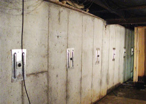 A foundation wall in Waynesburg repaired with foundation wall anchors.