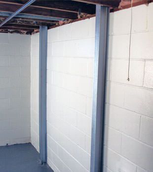A PowerBrace™ i-beam foundation wall repair system in Lexington