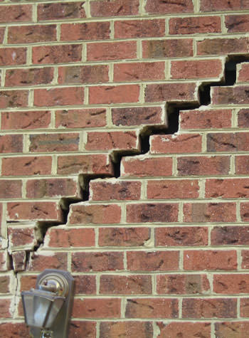major cracking of a brick foundation wall in Columbia