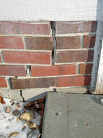 inward movement of foundation walls due to street creep damage