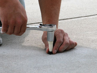 Step 2 of PolyLevel® concrete lifting