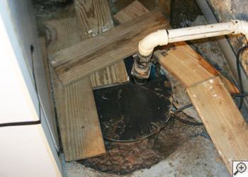 An ugly, clogged sump pump system in Shelbyville, Kentucky