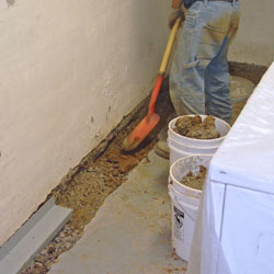 Digging a trench for a French Drain system in Lexington