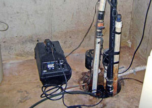 Pedestal sump pump system installed in a home in London