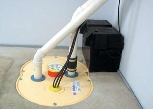 London installation of a submersible sump pump system