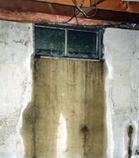 Flooding through basement windows in a Pine Knot home.