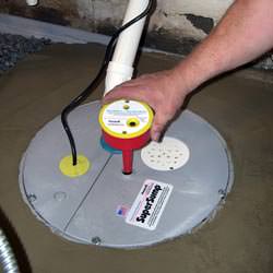 A newly installed sump pump system in a basement in Nancy