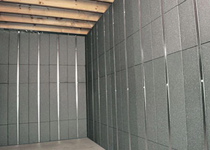 SilverGlo™ insulation and metal studs making up our Basement to Beautiful panels.  Installed in Frankfort.